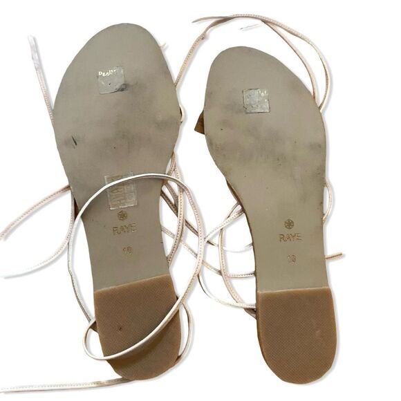 Raye Siam Sandals Nude shoes lace up strappy flats Revolve Sz 10 - Picture 6 of 8